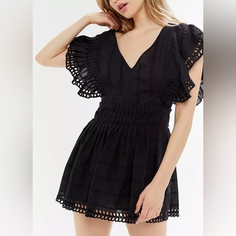 Urban Outfitters Romper Cassie Embroidered Eyelet Pleated loveshackfancy dress